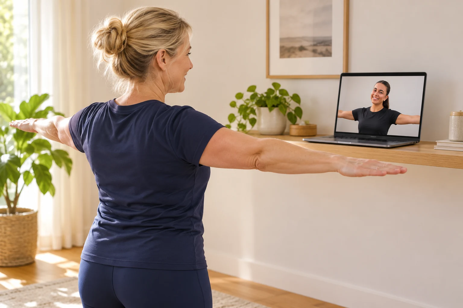 Home training session with a Pulse coach on screen